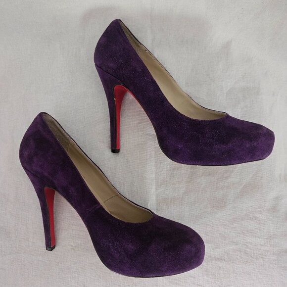 Christian Louboutin Fifi 100 Suede Pumps Purple - Size 10 - Picture 7 of 13